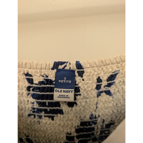 Old‎ Navy Fit & Flare Linen-Blend Midi Dress White Blue Floral Print Cottagecore - Picture 5 of 6